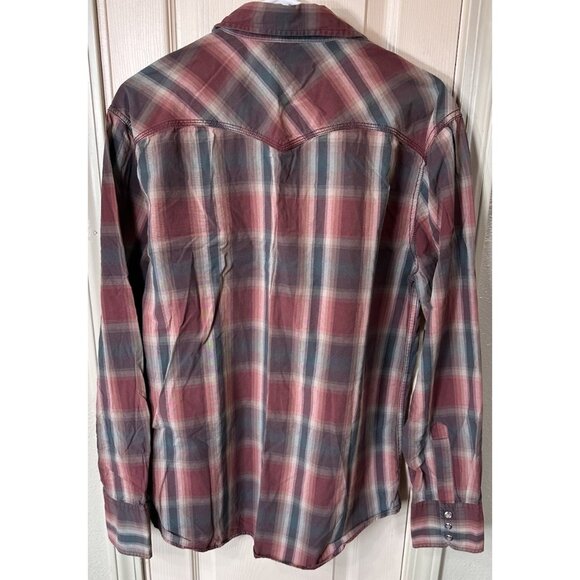 Calvin Klein Jeans Mens Lg Striped Pearl Snap Western Cowboy Long Sleeve Shirt - Picture 2 of 4